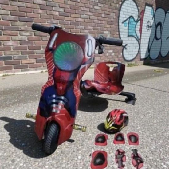 صورة سكوتر درفت (صغير) بطبعة نارية بحمراء غامقة 36 فولت